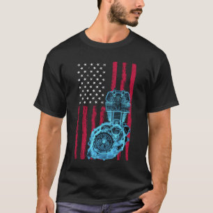 American Flag Piston Muscle Car 9 T-Shirt