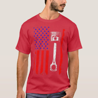 American Flag Piston Muscle Car Patriotic Vintage T-Shirt