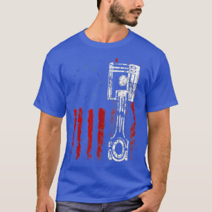 American Flag Piston Muscle Car Patriotic Vintage T-Shirt