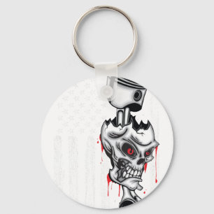 American Flag Piston Muscle Car retro Key Ring