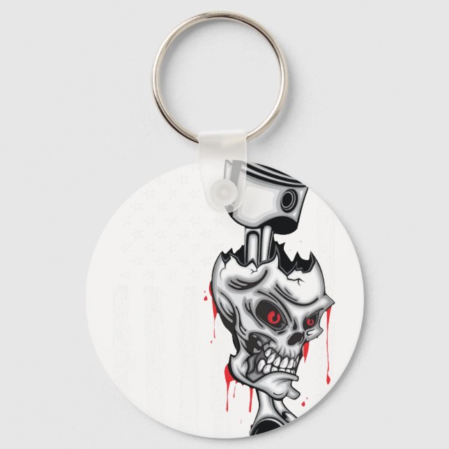 American Flag Piston Muscle Car retro Key Ring (Front)