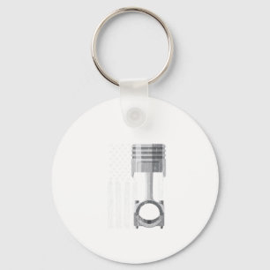 American Flag Piston Muscle Car vintage Key Ring