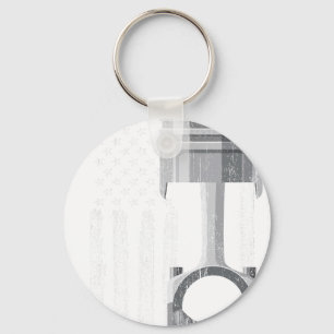 American Flag Piston Muscle Car vintage Key Ring
