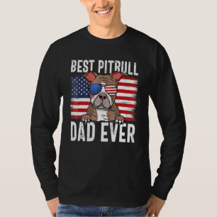 American Flag Pitbull Dad Dog  Fathers Day T-Shirt