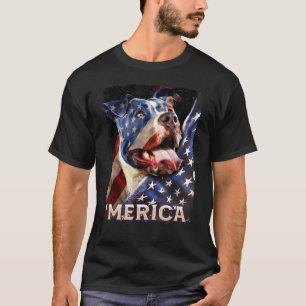 American Flag Pitbull Patriotic Dog 4th Of July Pr T-Shirt