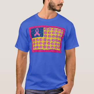 American Flag Pizza Breast Cancer Awareness Pink R T-Shirt