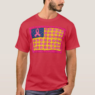 American Flag Pizza Breast Cancer Awareness Pink R T-Shirt