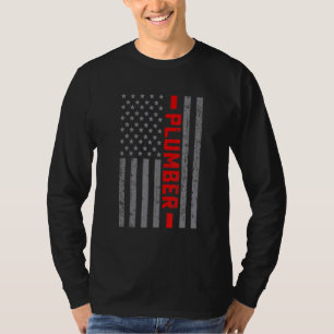 American Flag Plumber US Flag Vintage For Men Dad T-Shirt