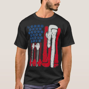 American Flag Plumber Wrench T-Shirt