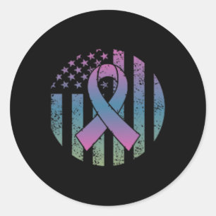 American Flag Pocket Metastatic Breast Cancer Awa Classic Round Sticker