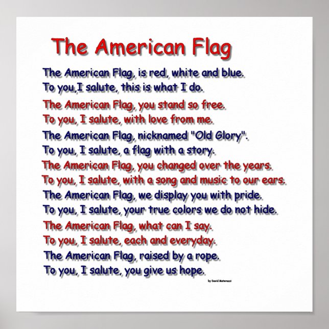 American Flag Poem Poster (Front)