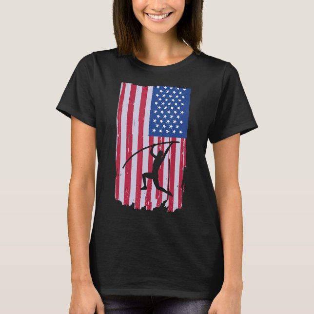 American Flag  Pole Vault T-Shirt (Front)