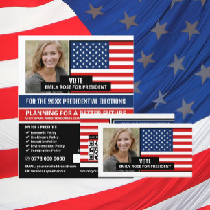 American Flag, Political Campaigner Business Card