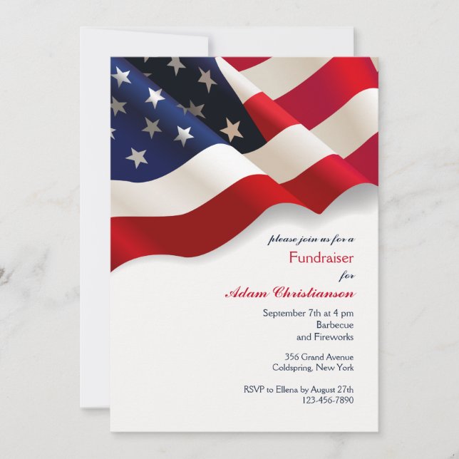 American Flag Political Fundraiser Invitation (Front)