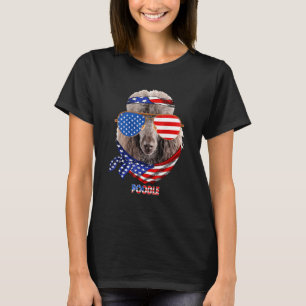 American Flag Poodle Dog T-Shirt