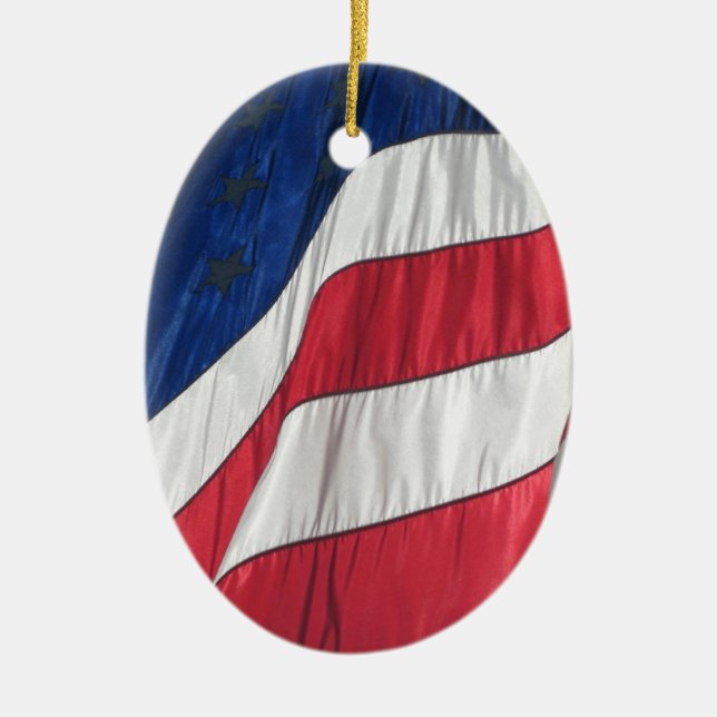 American Flag Porcelain Oval Ornament (Front)