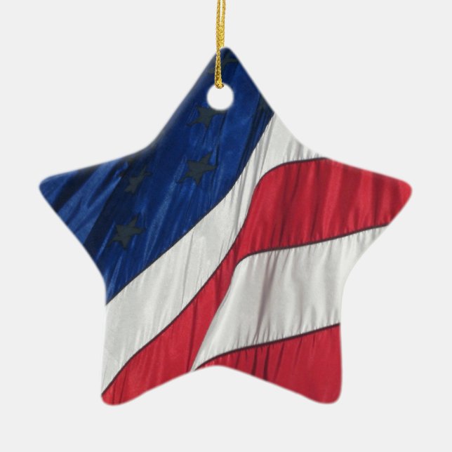 American Flag Porcelain Star Ornament (Front)