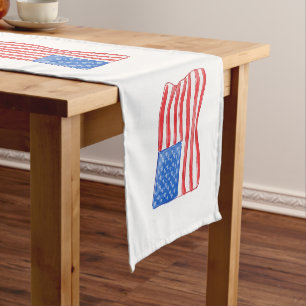 American Flag Preppy Short Table Runner