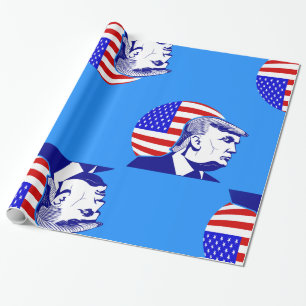 american flag president donald trump wrapping paper