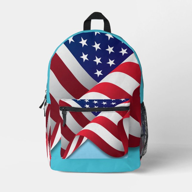 American Flag Printed Backpack (Front)