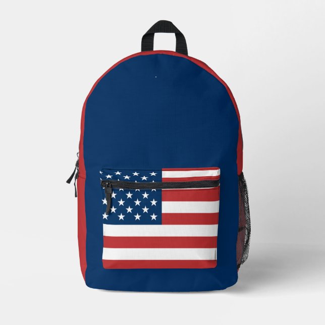 American Flag Printed Backpack (Front)
