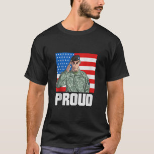 American Flag Proud Army Wife Salute USA Veteran D T-Shirt