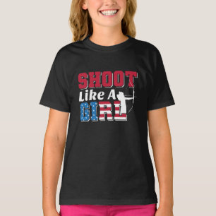 American Flag - Proud Female Archer, Archery T-Shirt