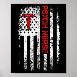 American Flag Psychiatric Nurse Rn Mental Health P Poster