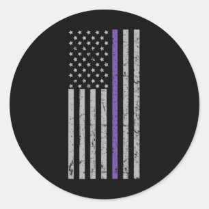 American Flag Purple Strip Memories Problem Heimer Classic Round Sticker