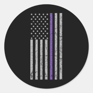 American Flag Purple Strip Memories Problem Heimer Classic Round Sticker