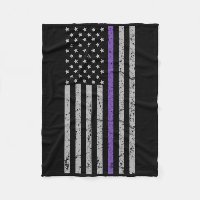 American Flag Purple Strip Memories Problem Heimer Fleece Blanket (Front)