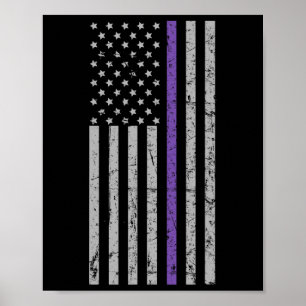 American Flag Purple Strip Memories Problem Heimer Poster