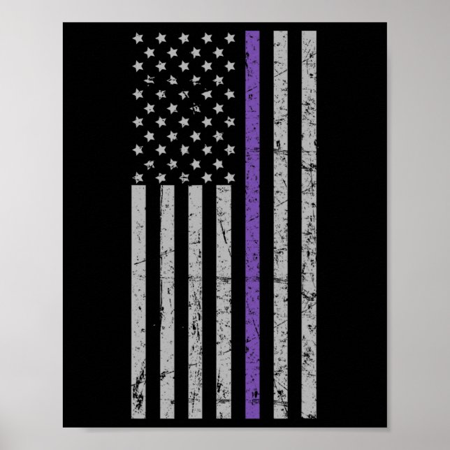 American Flag Purple Strip Memories Problem Heimer Poster (Front)