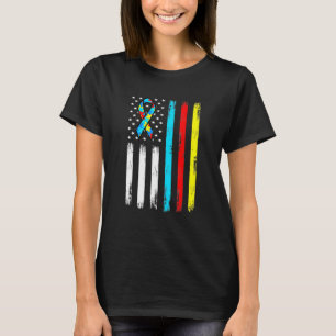 American Flag Puzzle Piece Ribbon Cool Autism Awar T-Shirt
