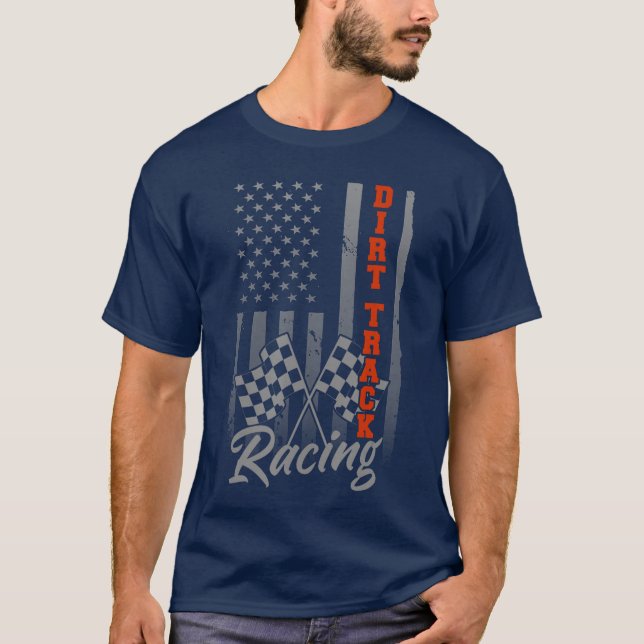 American Flag Racing Race USA Family Matching Pit  T-Shirt (Front)