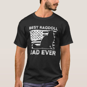 American Flag Ragdoll Cat Dad Gift Proud Cat Dad P T-Shirt