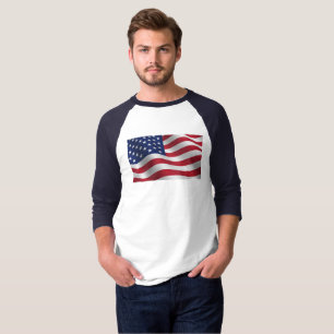 American flag raglan sleeve T-Shirt
