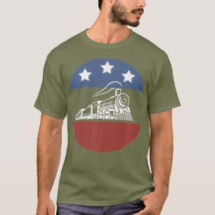 American Flag Railroad Train Conductor Gifts USA T-Shirt
