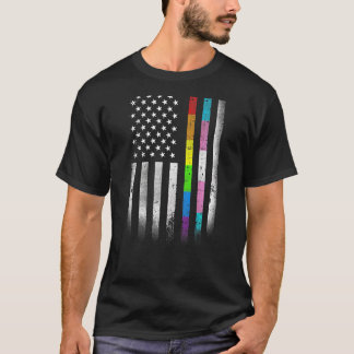 American Flag Rainbow Homosexual Rights LGBT LGBTQ T-Shirt