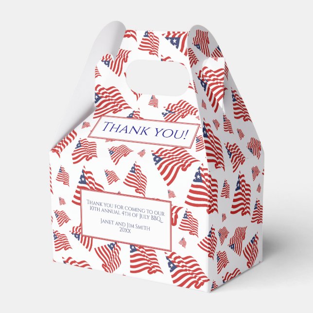 American Flag Random Pattern Red White Blue Favour Box (Front Side)