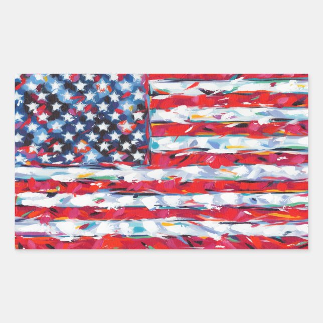 American Flag Rectangular Sticker (Front)