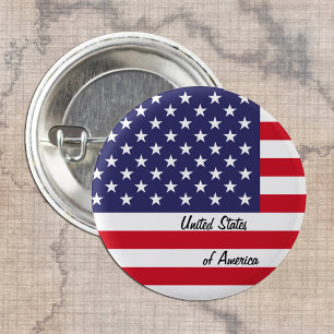 American Flag & Red Heart - USA/sports fan 3 Cm Round Badge