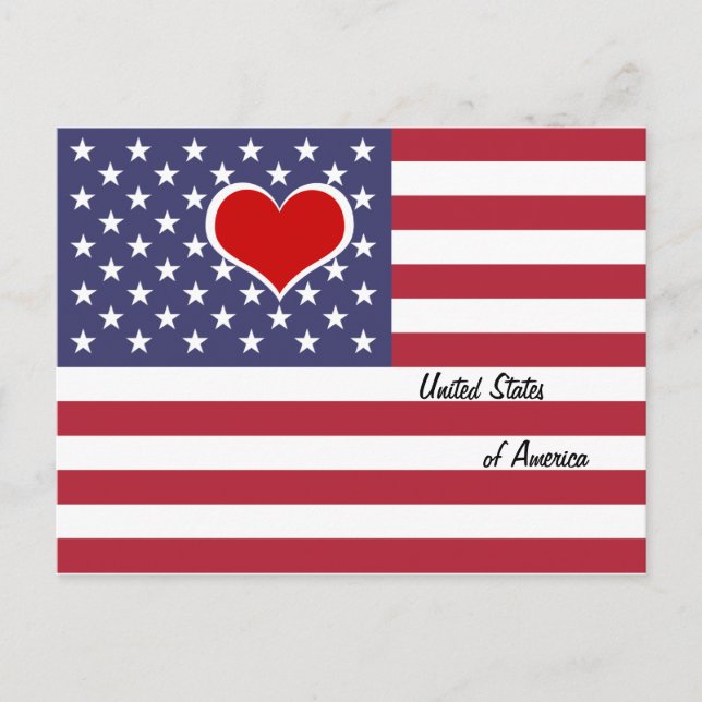 American Flag & Red Heart - USA/sports fan Postcard (Front)