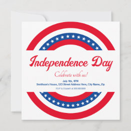 American Flag Red White and Blue Independence Day Invitation