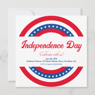 American Flag Red White and Blue Independence Day Invitation