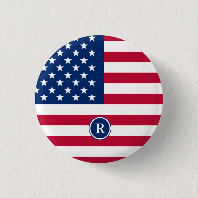 American Flag Red White and Blue Patriotic 3 Cm Round Badge (Front)