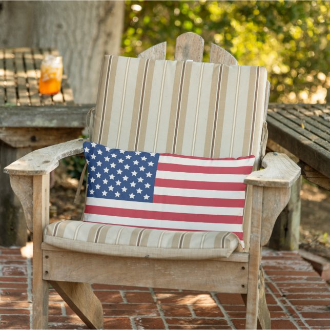 American Flag Red White and Blue Patriotic Lumbar Cushion (Chair)