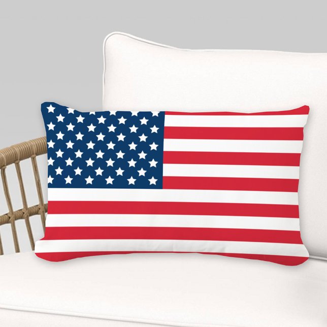 American Flag Red White and Blue Patriotic Lumbar Cushion (Creator Uploaded)