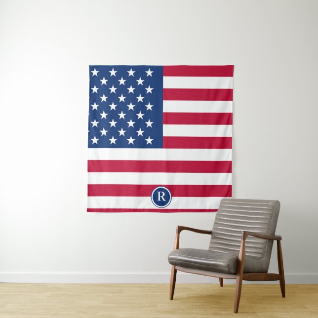 American Flag Red White and Blue Patriotic Tapestry (In Situ)