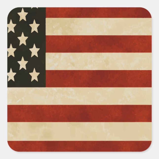American Flag Red White and Blue Pride Square Sticker (Front)